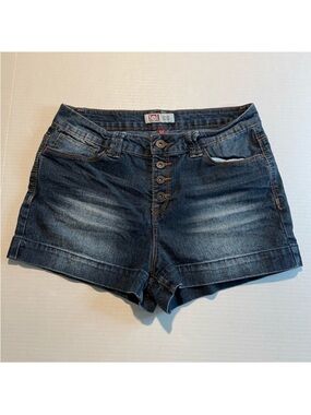 LEI Tatum High Rise Shorts Blue Denim Button Fly Junior Size 11 Regular/womens M